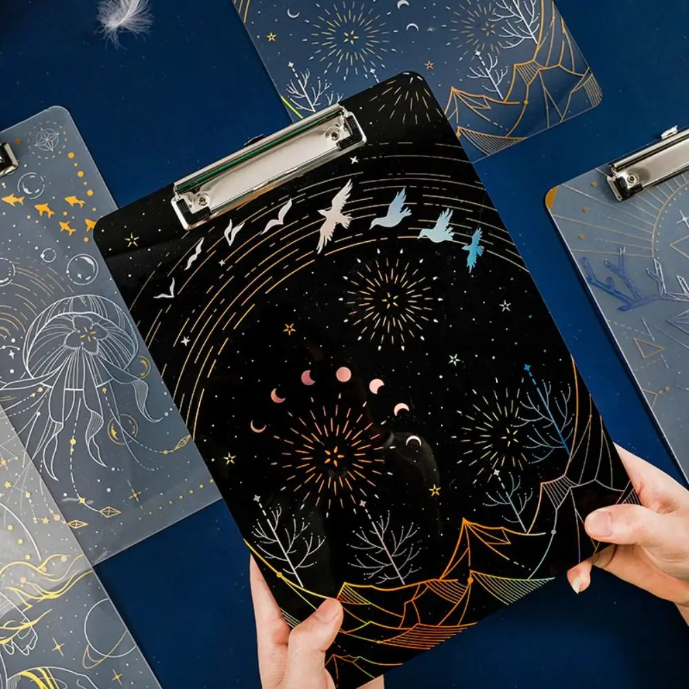 Dreamy Starry Sky Series Laser Gilding A4 File Folder Document Folder Paper Organizer Writing Clipboard Writing Pad