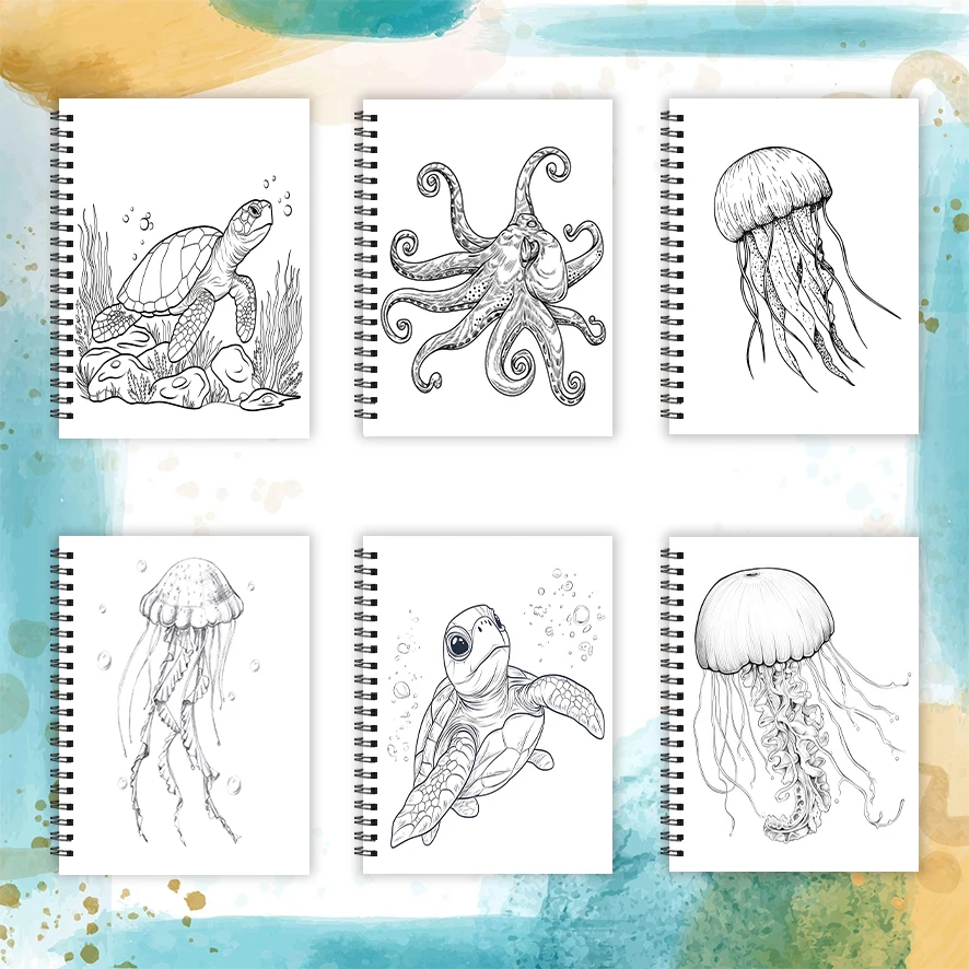 Coloring Book - 8.3 x 11.2 inches 32 pages of marine life coloring book - ideal gift for family or friends