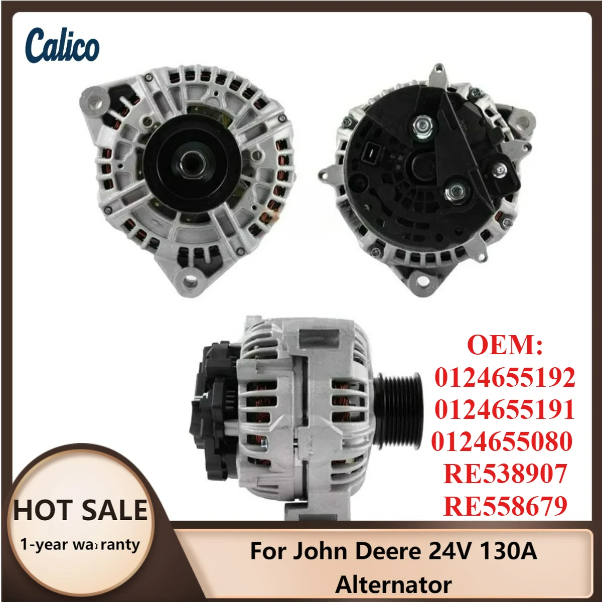 

High Cost-effectiveness Suitable for John Deere 24V 130A Alternator 0124655192 0124655191 0124655080 RE538907 RE558679