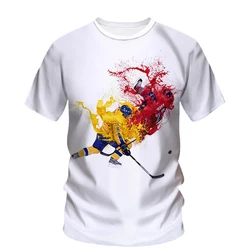 Fashion New Hockey Sports graphic t shirts For Men Summer Trend Casual Unisex Fun Printed Round Neck Short Sleeve Tees Tops