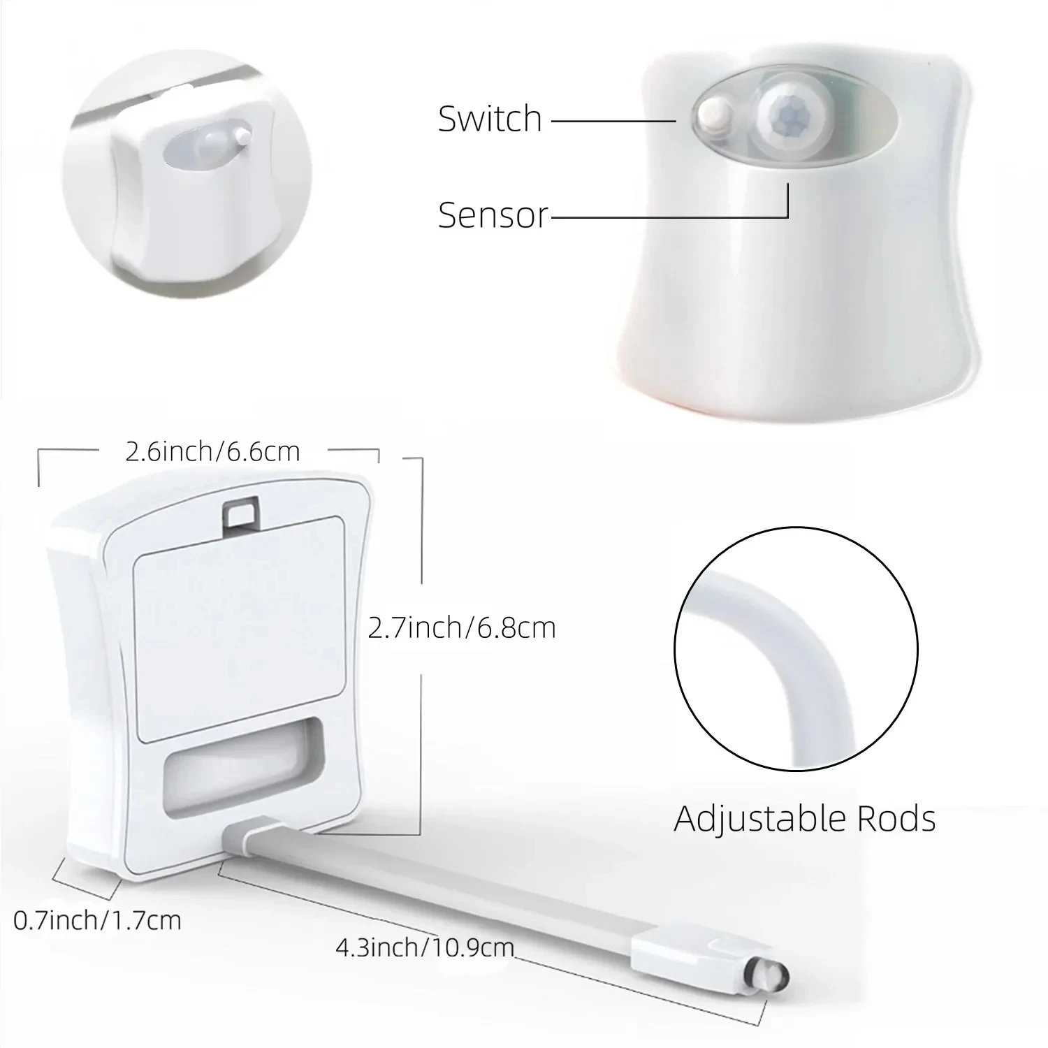 Veilleuse LED pour Siège de Toilette, avec Capteur de Mouvement Intelligent, Rétro-Éclairage, à Induction, Nouveauté, 8/16 Couleurs Changeantes