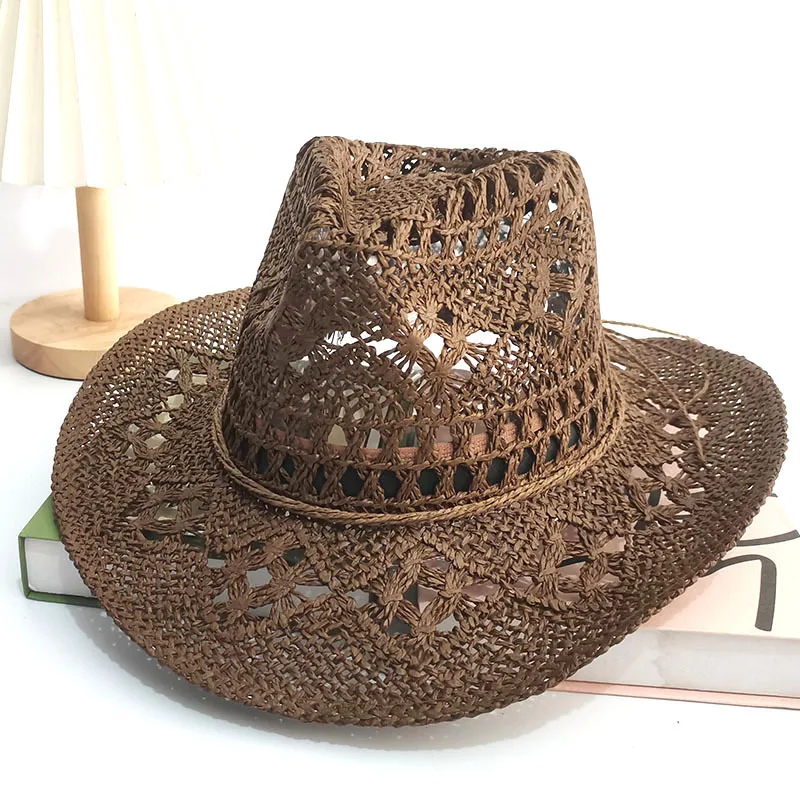 قبعات صيفية جديدة من القش المنسوجة يدويًا للرجال والنساء. أصداف القبعة مزينة. قبعات بنما لقضاء العطلات على الشاطئ. #4