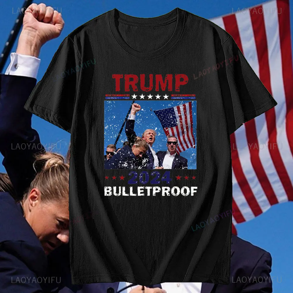 Assassination Trump Tshirt President Trump 2024 Supporter Printed Cotton T-shirt Republicans Election USA 2024 MAGA  Tee Tops