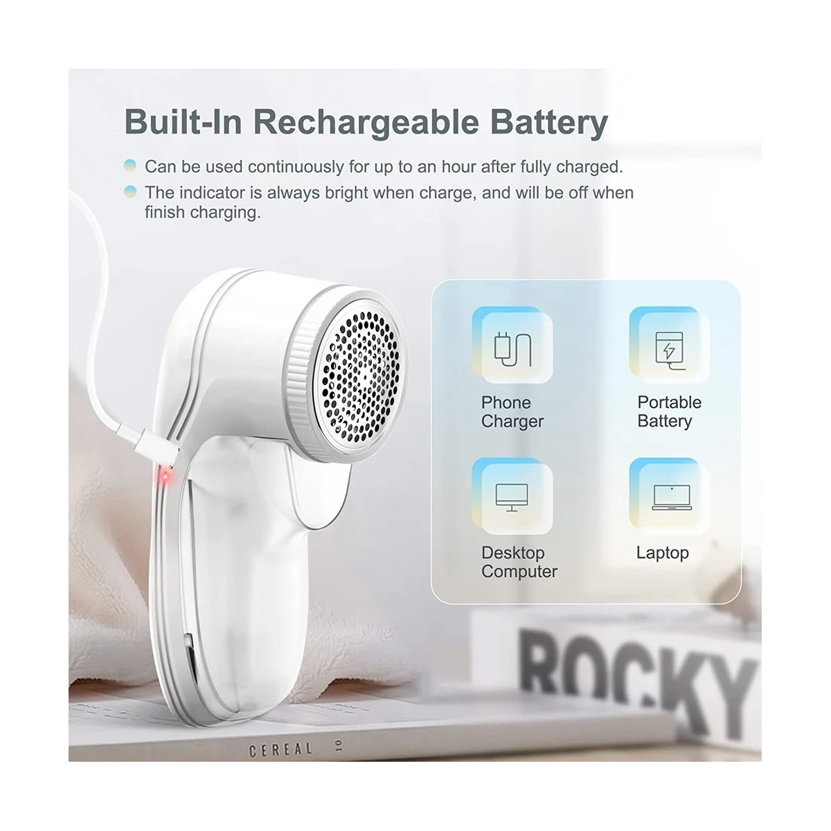 เครื่องโกนหนวดผ้า เครื่องกําจัดขนแบบพกพา เครื่องโกนหนวดทรงพลังพร้อมใบมีดพิเศษ เครื่องกําจัดขุยชาร์จ USB