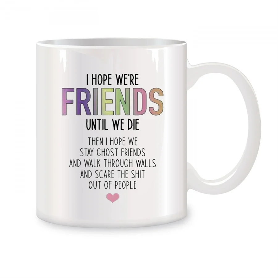 

Friendship Gift Idea Sister Female BFF Soul Mugs For Best Friend Birthday Gifts Novelty Coffee Ceramic Tea Cups White 11 oz