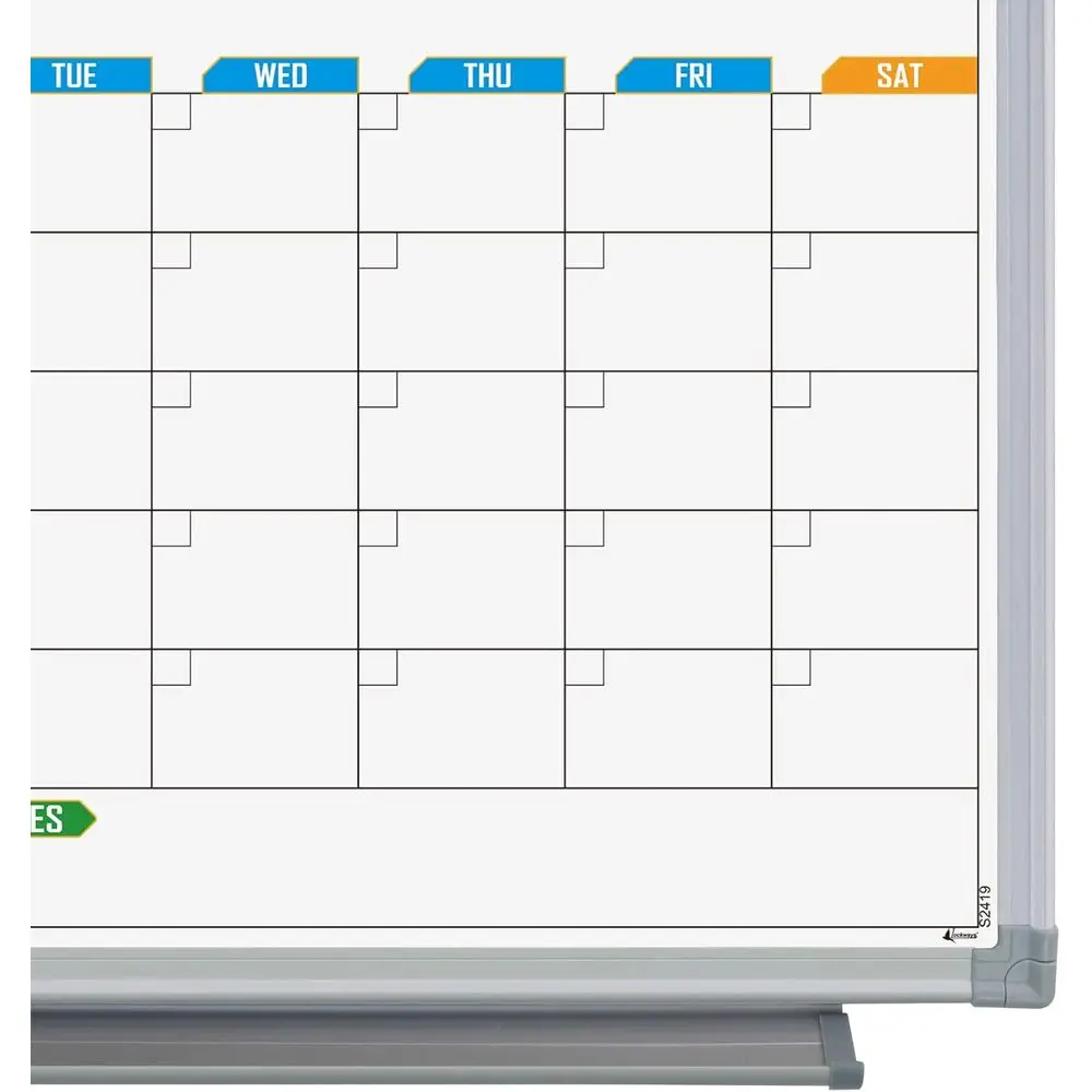 لوحة تقويم جافة مؤطرة من الألومنيوم مثبتة على الحائط مقاس 24 × 18، مخطط شهري