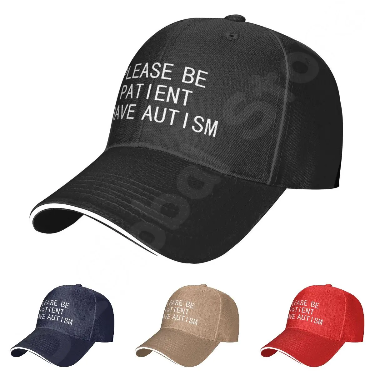 Please Be Patient I Have Autism Letter Casual Washed Cotton Baseball Cap Men Solid Denim Dad Hat Visor Outdoor Trucker Caps