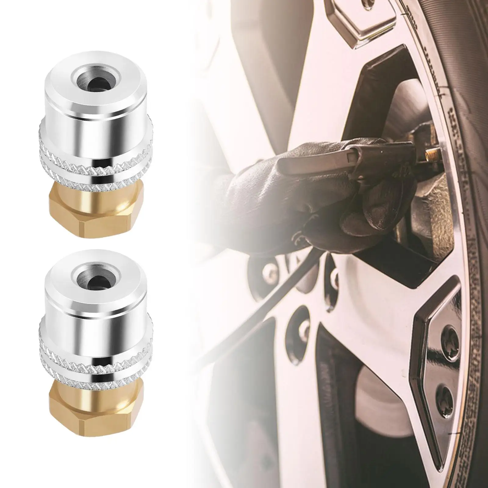 2 Pieces Lock on Air Chucks Easy to Use Brass Locking Tire Air Chucks Closed Flow for Air Compressor Tire Inflator Gauge