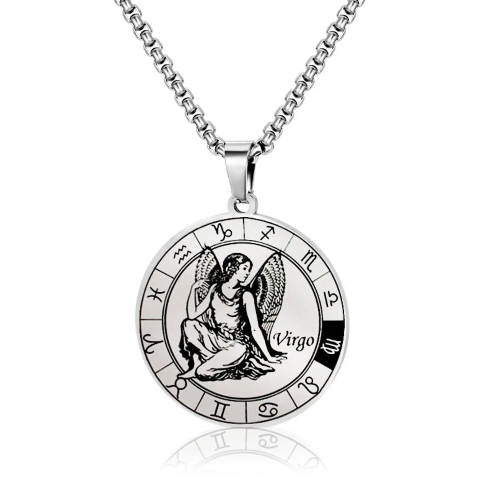 12 علامات زودياك الأبراج قلادة القلائد للنساء الرجال الفولاذ المقاوم للصدأ مجوهرات هدية عيد ميلاد #6