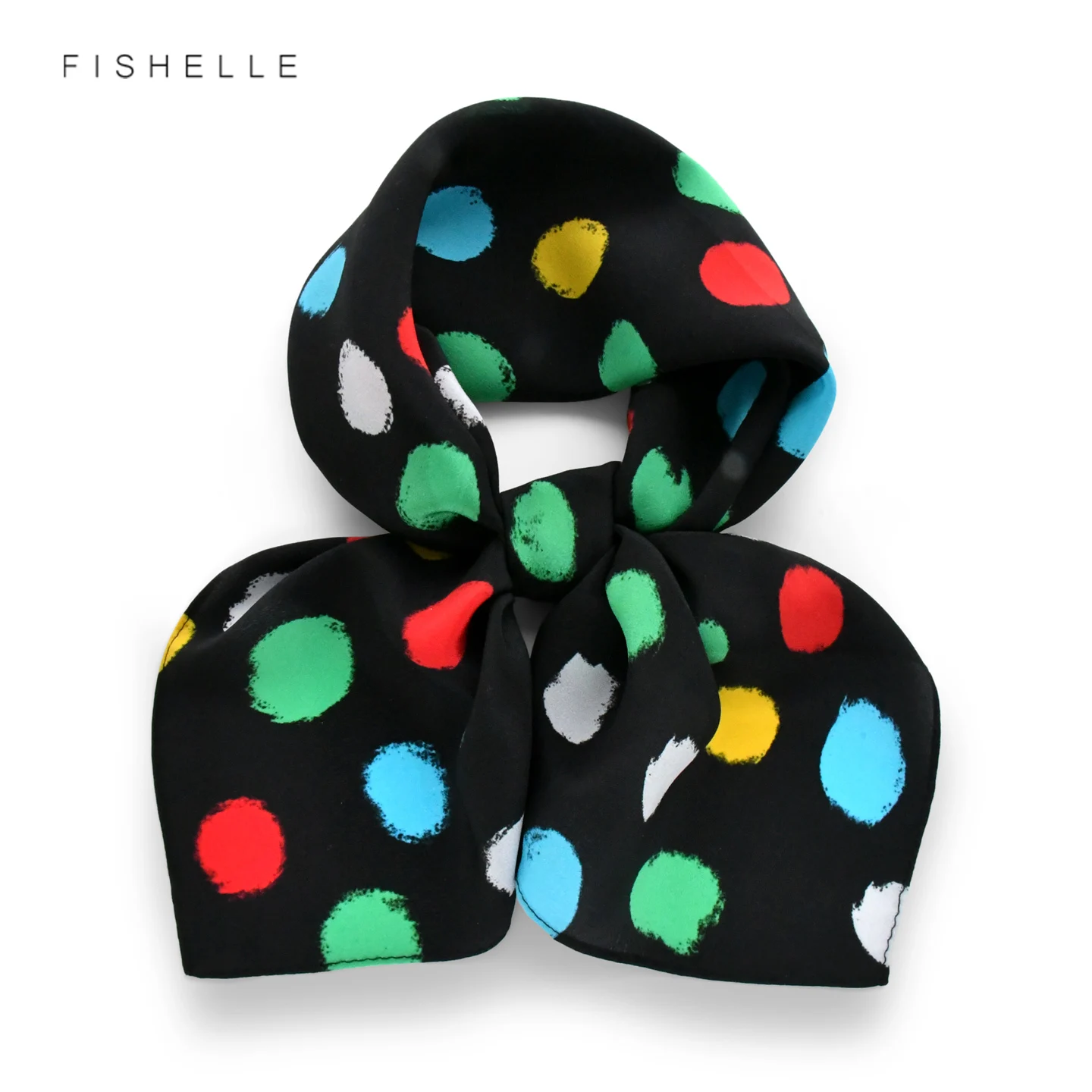 

Японский шелковый шарф с разноцветными горошками, 100% шелк, женская шаль, мягкий платок, роскошный подарок, весенне-осенний аксессуар, повязка для волос