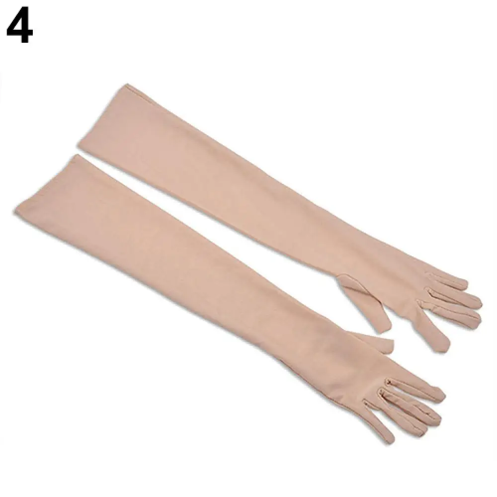 2023 New Women's Evening Party Formal Gloves Solid Color Satin Long Finger Mittens for Events Activities Red White Rose Color