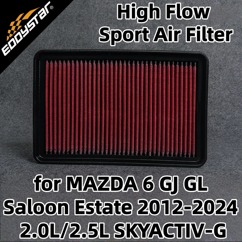 فلتر هواء رياضي عالي التدفق لمازدا 6 GJ GL Saloon Estate 2012-2024 2.0L/2.5L SKYACTIV-G مرشحات مدخل السباق القابلة للغسل