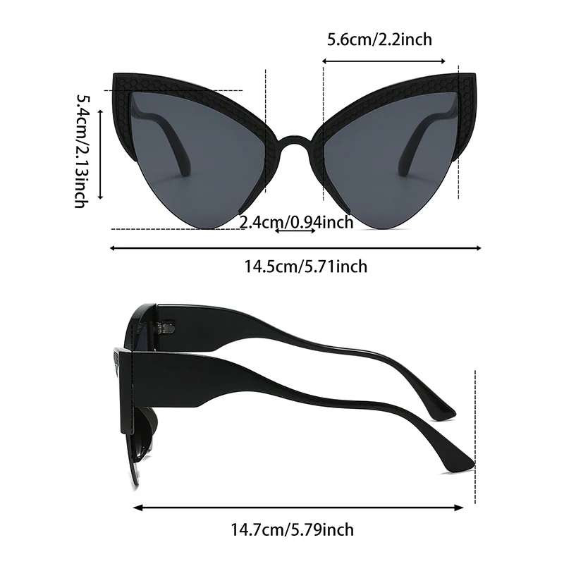 KAMMPT Women INS Brand Triangular Sunglasses Fashion Street Personalized Trends Sun Glasses Retro Cat Eyes Anti UV Beach Shades