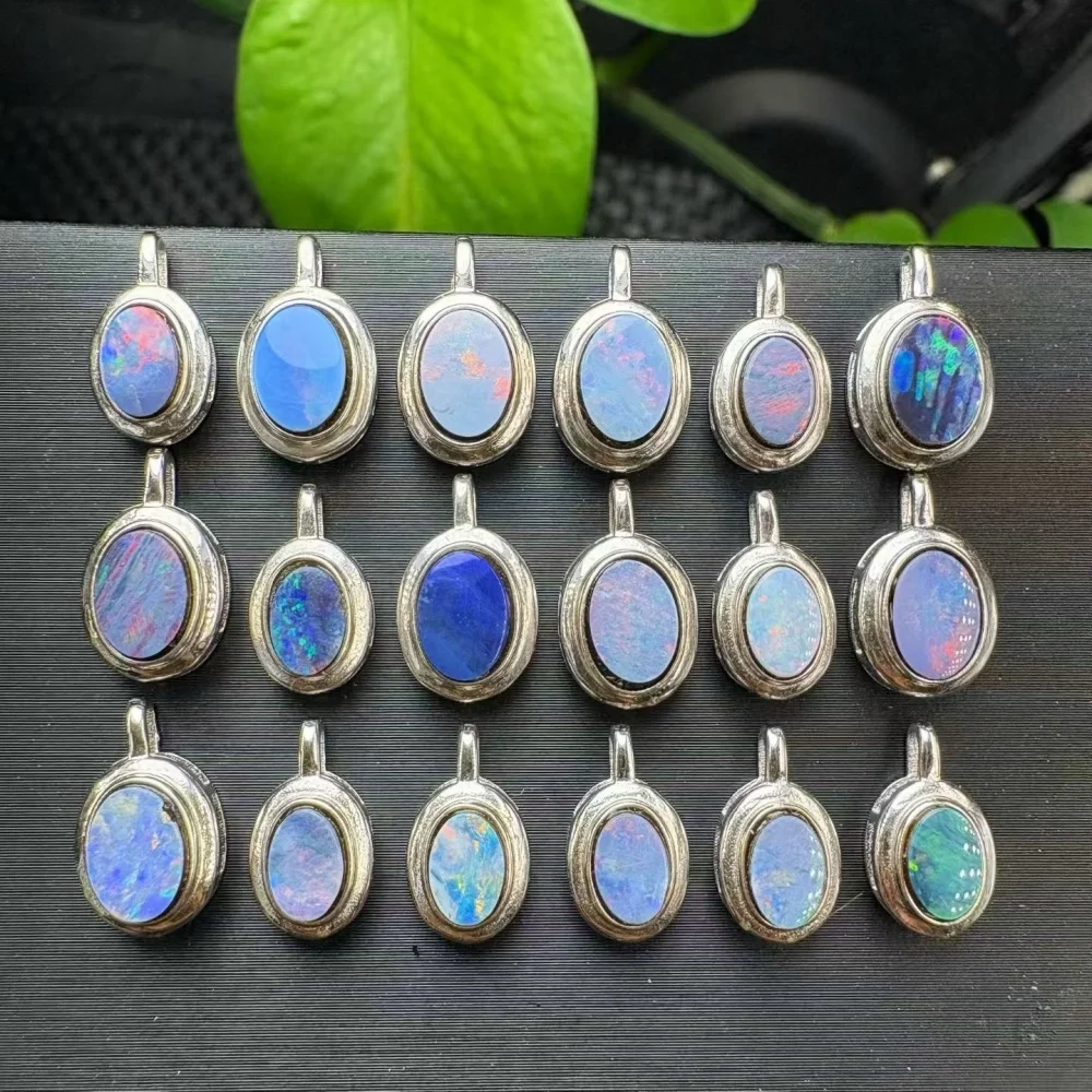 

S925 Natural Colored Opal Pendant Healing DIY Necklace Fashion Jewelry Accessories Exquisite Gift 1pcs