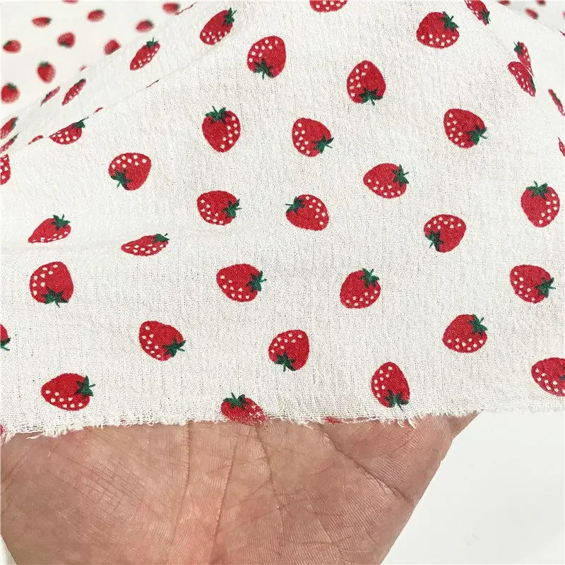 تقليد القطن فقاعة الفراولة طباعة النسيج مادة مبهمة ل فستان طويل الأزهار واقية من الشمس الملابس الكفة الديكور DIY بها بنفسك