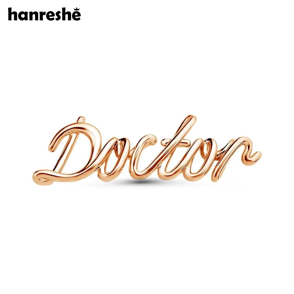 Hanreshe Gold Color Metal Doctor Brooch Pins Fashion Creative Letter Medical Jewelry Lapel Badge Gift for Doctor Nurse