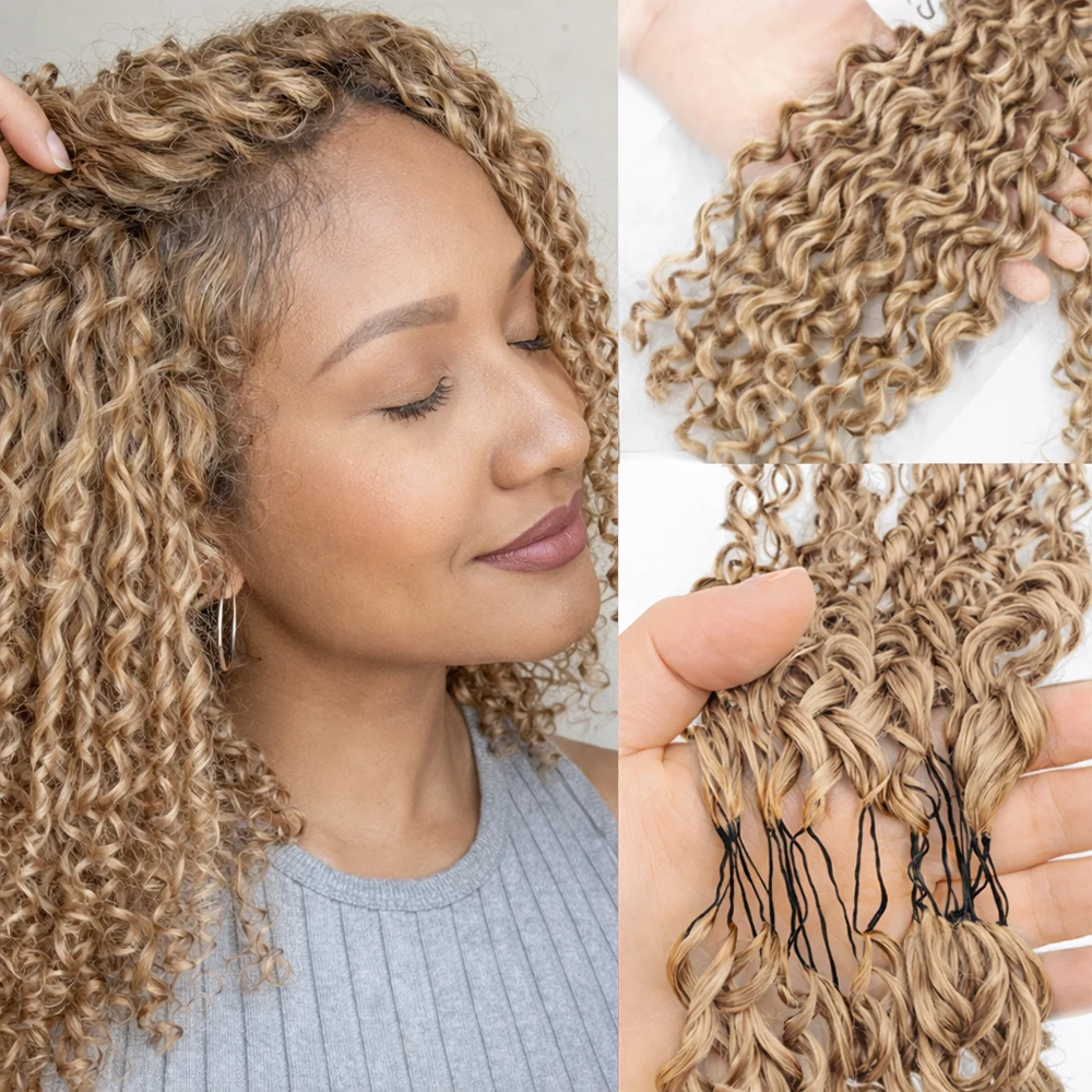 

Накладные волосы для плетения крючком Kinky Curly Knotless, предварительно разделенные на пряди # 27 цветов натуральных бирманских кудрявых волос для плетения косичек