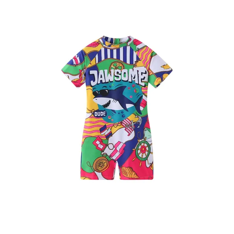 Boys Summer One pieces Swimsuit  Carton Print Soft-friendly Swimming Beachwear Swimming Surfing Training Clothes