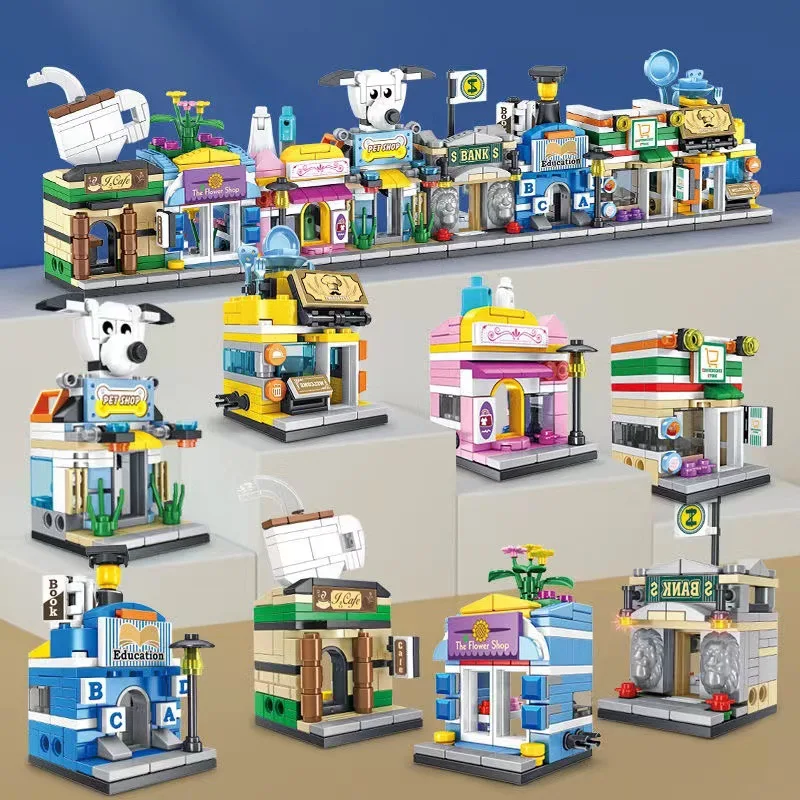 Stackable Building Blocks Toy with 8 Pieces Set for Improving Hands-on Ability of Boys and Girls, Featuring City Street View