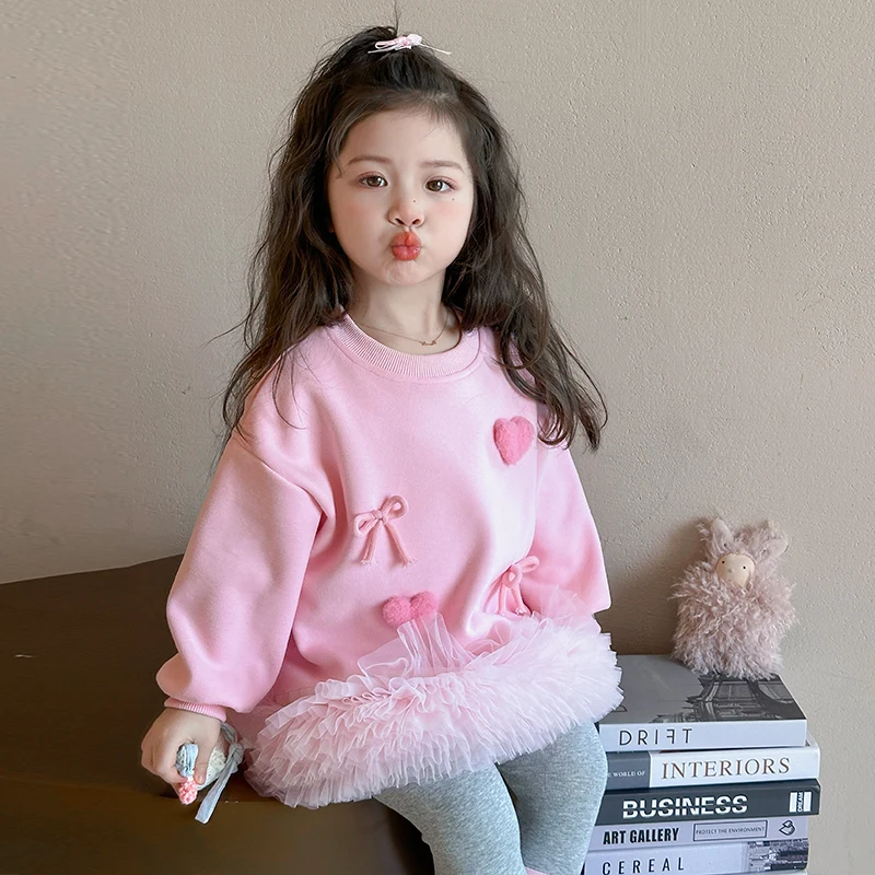 

Autumn Cotton Long Sleeves Love Hoodie Dress + Pants Baby Toddler Girl Clothing Sets Children Princess Outfits Suits TR405