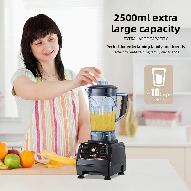 Duży, wielofunkcyjny blender elektryczny do użytku domowego o pojemności 2,5 l, z funkcją rozdrabniania, plastikowy, do kuchni, importowany.