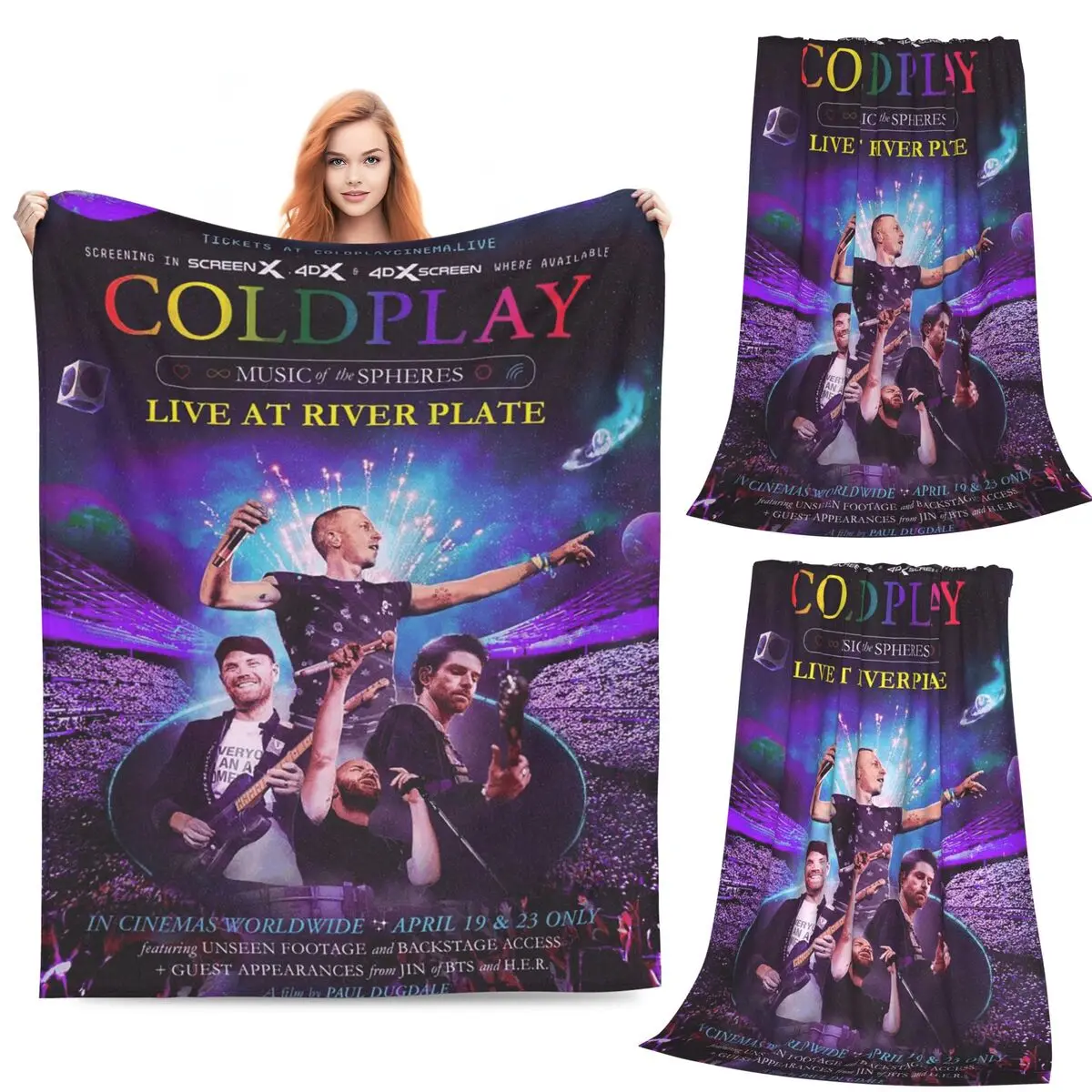 

Coldplay Blanket Flannel Sofa Throw Blanket Portable for Home Bedroom Travel Throws Bedspread Quilt