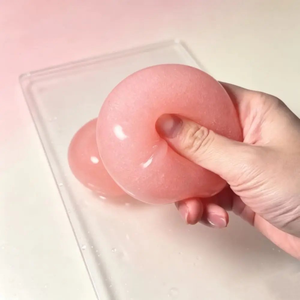 Translucent Pink Peach Slushy Squishy Shapeable Finger Relax Jelly Mochi Squeeze Handmade Pinch Sensory Fidget Ball