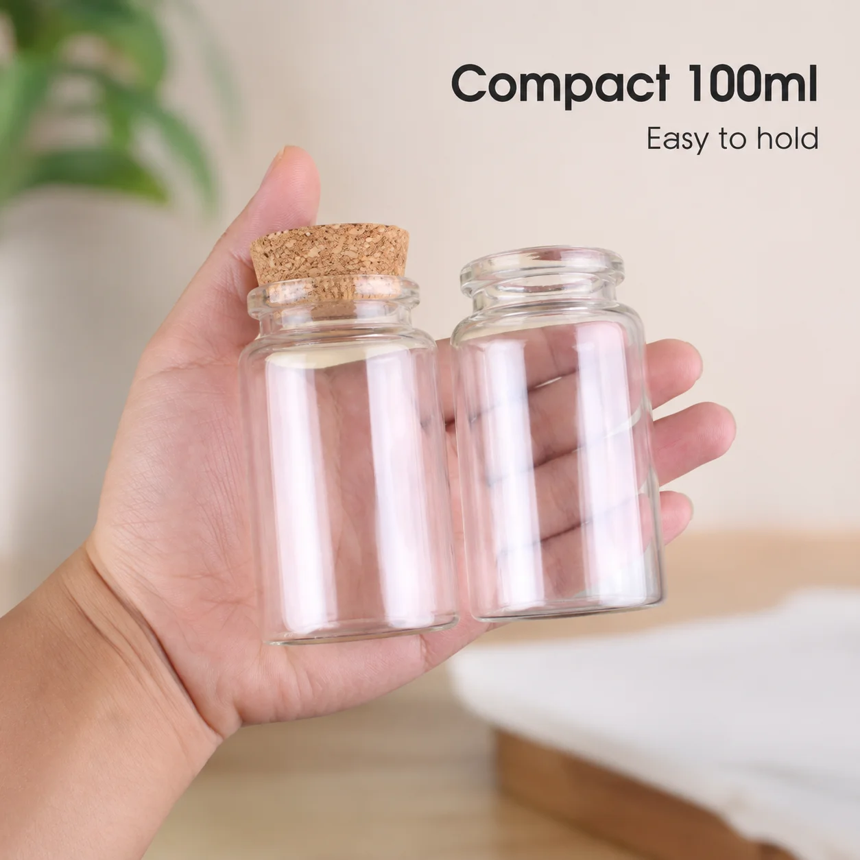 2PCS 100ml Glass Bottles with Cork Candy Spice Jars for Art Crafts Wedding Favors view 6