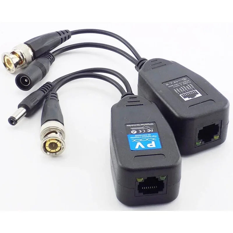 ESCAM 1 Pair(2pcs) Passive CCTV Coax BNC Power Video Balun Transceiver Connectors to RJ45 BNC male for CCTV video Camera