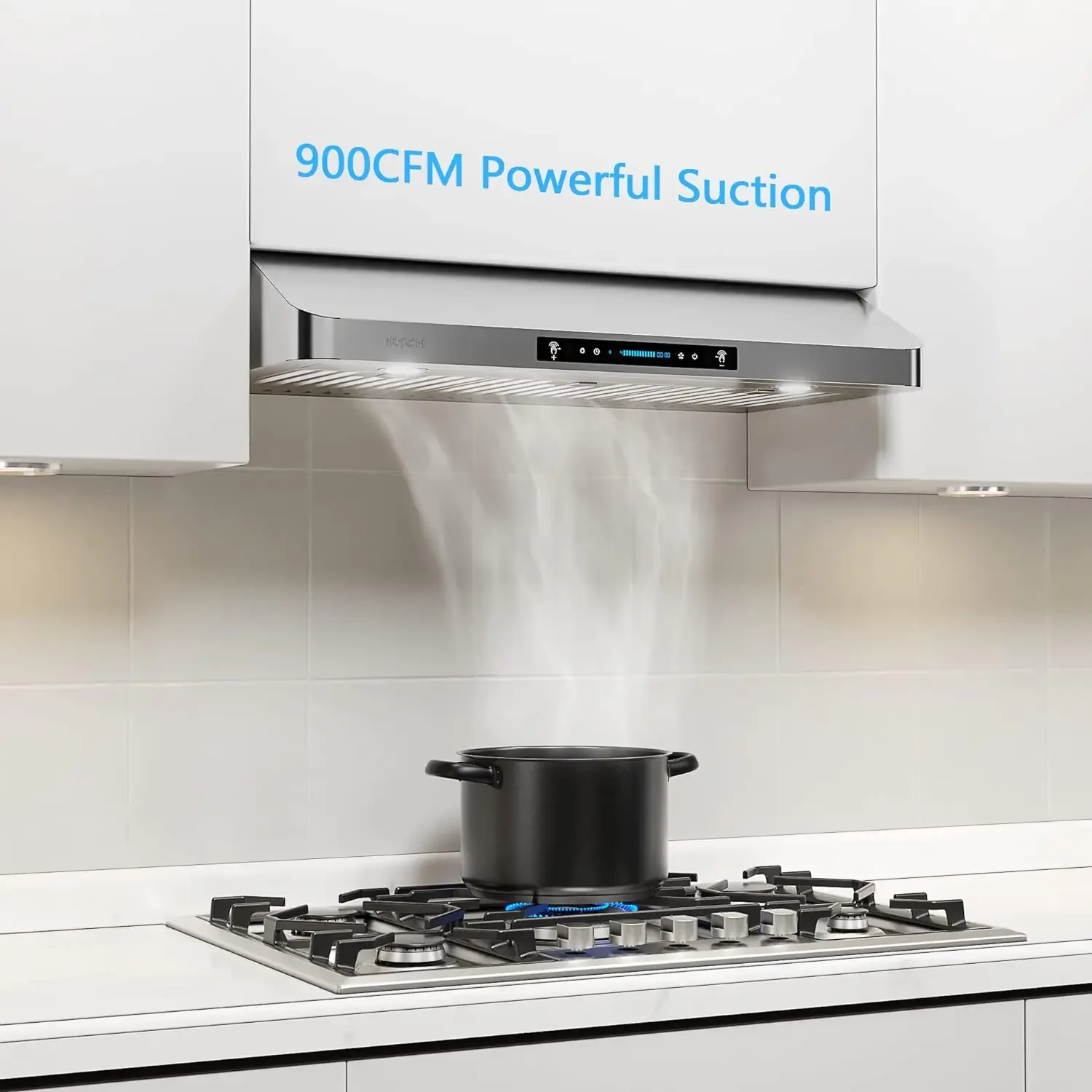 30 Inch Under Cabinet Range Hood with 900-CFM, 4 Speed Gesture Sensing&Touch Control Panel, Stainless Steel Kitchen Vent