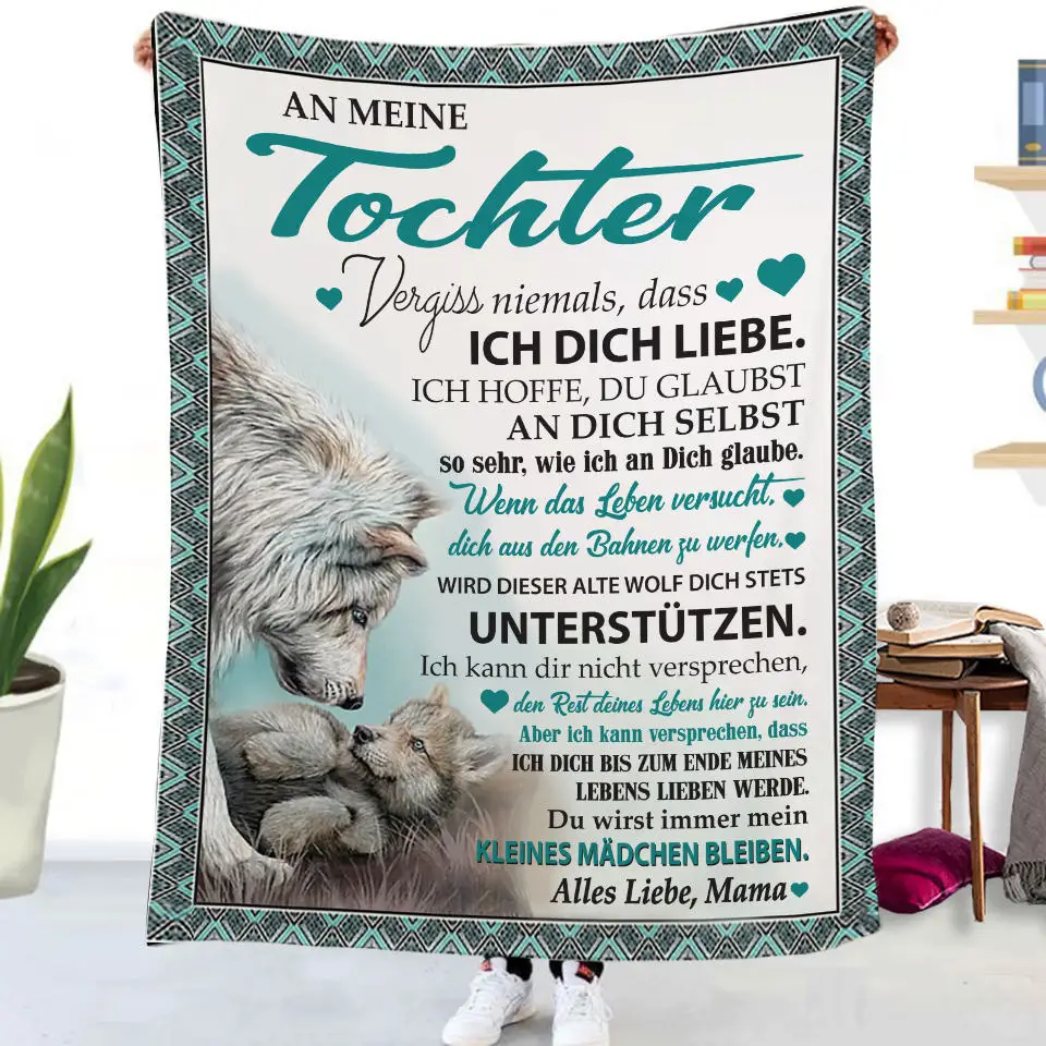 Flanelldecke mit deutschen Buchstaben „To My Daughter Son“, Weihnachtsgeschenk, warme Überwurfdecke für Bett, Sofa, Couch, Geburtstagsgeschenke, Heimkönigin – Detail 20