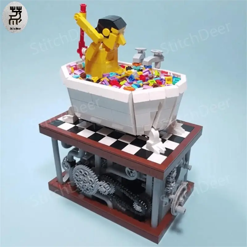 

1449PCS MOC Creative DIY Amazing Manual Operation Bath Time Building Blocks Relax Assemble Model Toy Brick New Year Holiday Gift