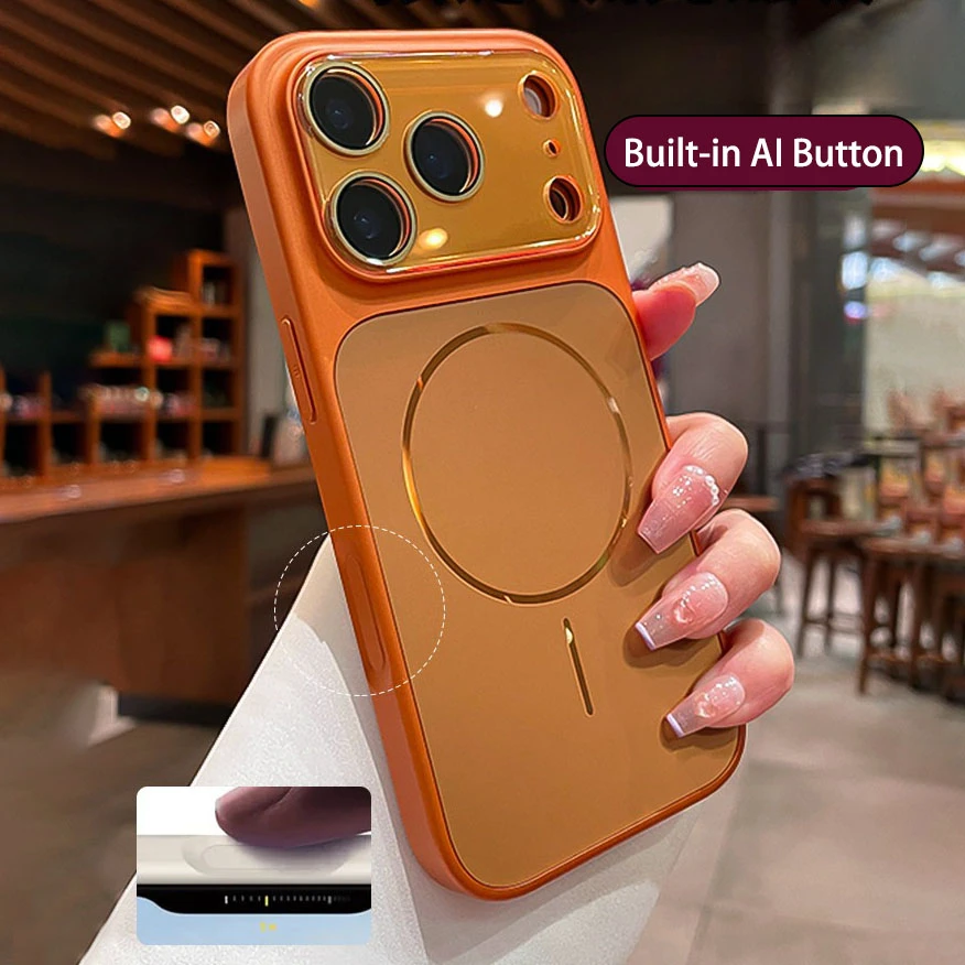 Luminous Flow Magnetic Phone Case for iPhone 17 Pro Max 16 15 14 13 Pro Max for Magsafe Built-in AI Button Shockproof Cover