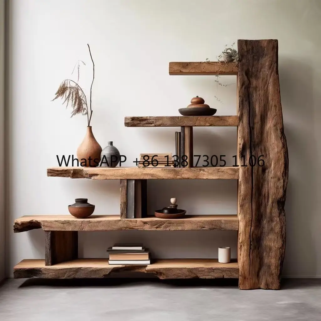 Old elm bogu frame, retro Duobao Pavilion tea set ornament display stand, antique partition entrance storage cabinet