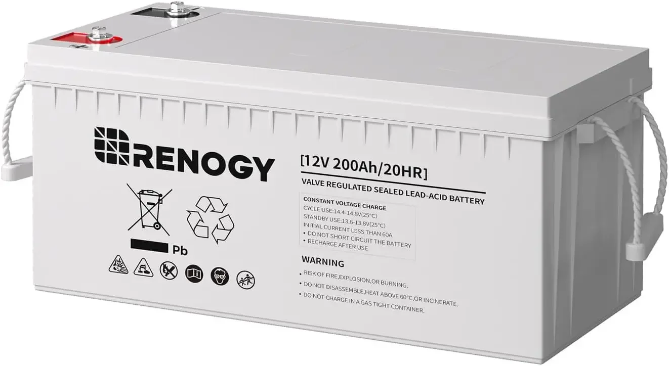 

Renogy Deep Cycle AGM Battery 12 Volt 200Ah,3% Self-Discharge Rate,2000A Max Discharge Current,Safe Charge Most Home Appliances