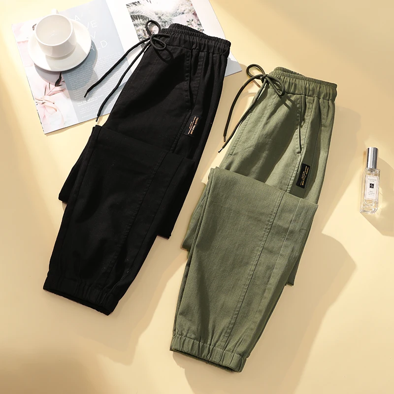 

Loose Casual Harajuku Sle Workwear Trousers Women's plus Size BF Sle Loose Slimming Dad Pants Trendy Cotton Blend