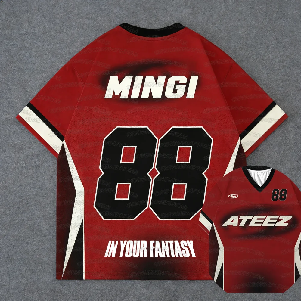 Summer Men's Women's Short Sleeve ATEEZ In Your Fantasy Tour Football Jersey kpop Album Casual T-shirt Tops Tee view 4