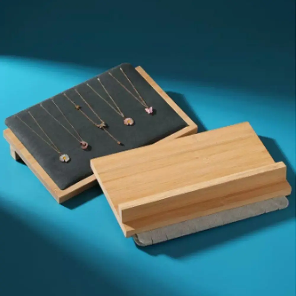ทนทาน Beveled สร้อยคอจอแสดงผล Atand แบบพกพาการถ่ายภาพ Props เครื่องประดับ Rack ไม้ถาดแสดงเครื่องประดับ