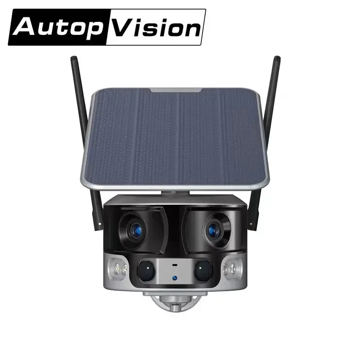 

4G WIFI 8MP Y6 Solar Camera Outdoor HD Dual Lens 4X Solar Panel Human Detection PTZ Security Cam Color Night ip Camera