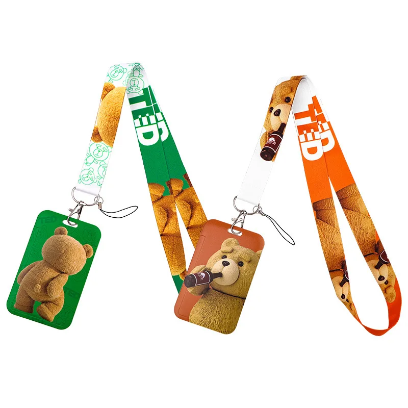 Kawaii Anime Bear Lanyard Card Holder Student Hanging Neck Phone Lanyard Animals Badge Subway Access Card Holder Gift For Friend