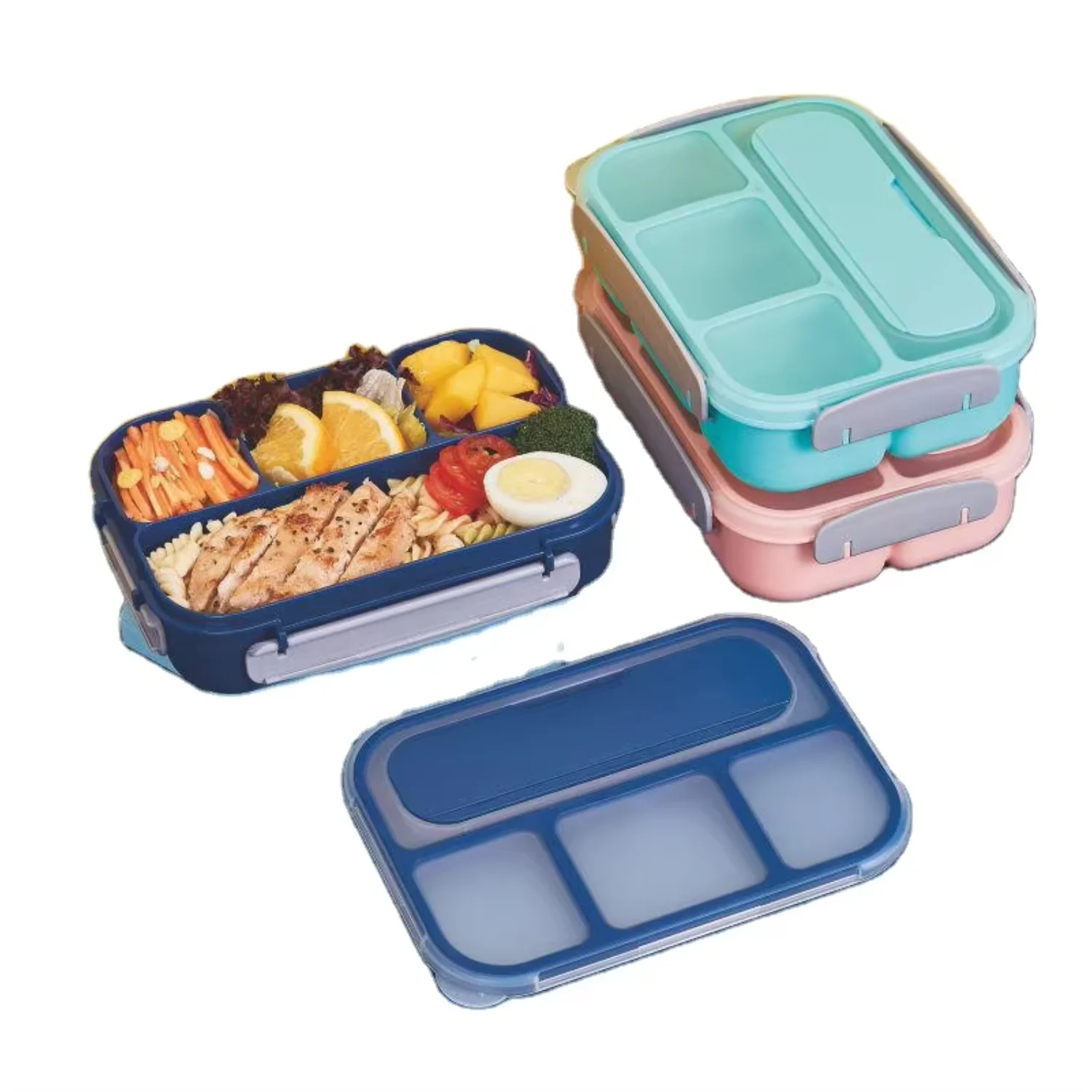 Factory Price Safe School Children Kids Food Container Portable Four Compartment Bento Lunch  Food Storage Container Set