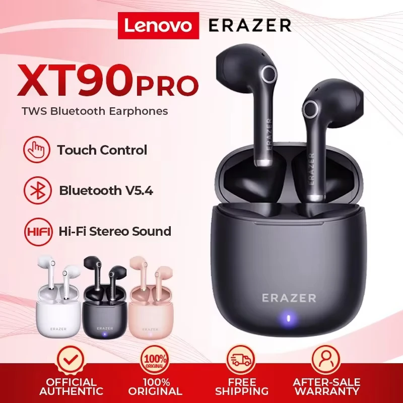 Original Lenovo ERAZER XT90Pro Bluetooth 5.4 Headphones TWS Sports Wireless Earphone Waterproof HIFI Sound Bass Quality Earbuds