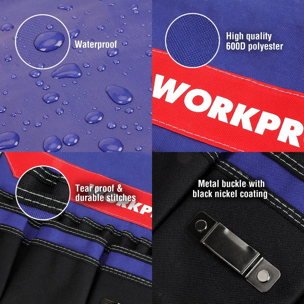 WORKPRO 5 갤런 버킷 도구 정리 파우치 보관 가방, 51 개 포켓, 3.5-5 갤런 버킷에 적합 (도구 제외)