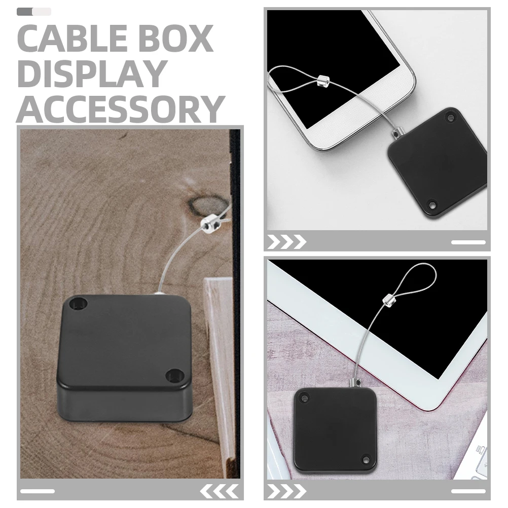

2pcs 2M Retractable Anti Theft Cable Lock Box Black 2 Hooks Safety Merchandise Lost Wire Case Steel Rope Hardware