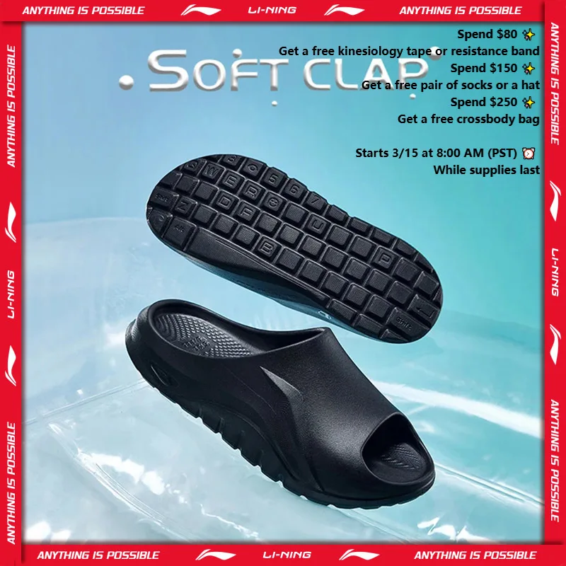 

Li-Ning Unisex E-SPORTS CLAP Slippers Comfortable Lightweight Fashionable LiNing Men Women SOFT CLAP AGAV003