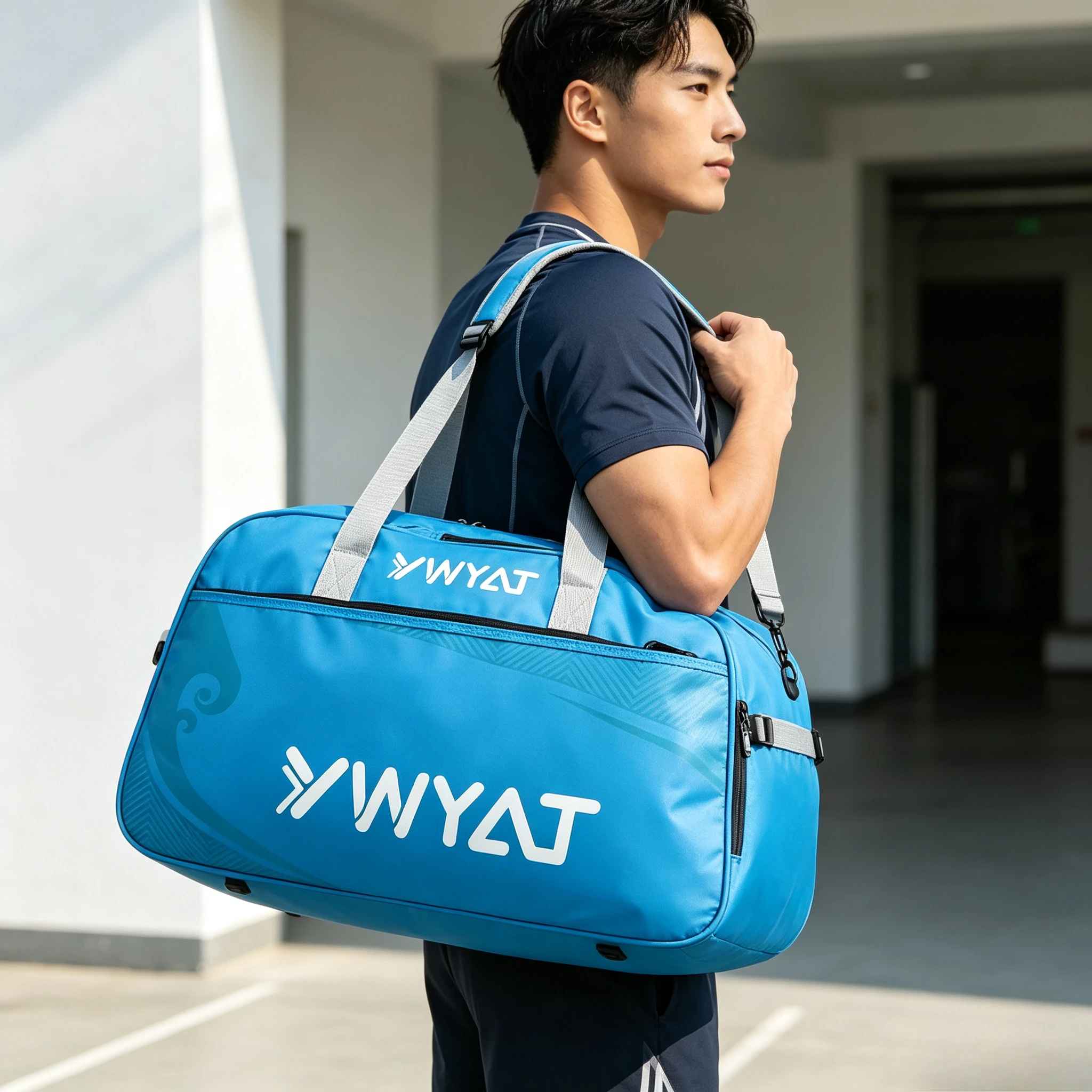 Badminton & Tennis Racket Shoulder Bag, 3-Racket Square Storage Case, Anti Scratch Base Studs, Wear Resistant Non-Slip Base