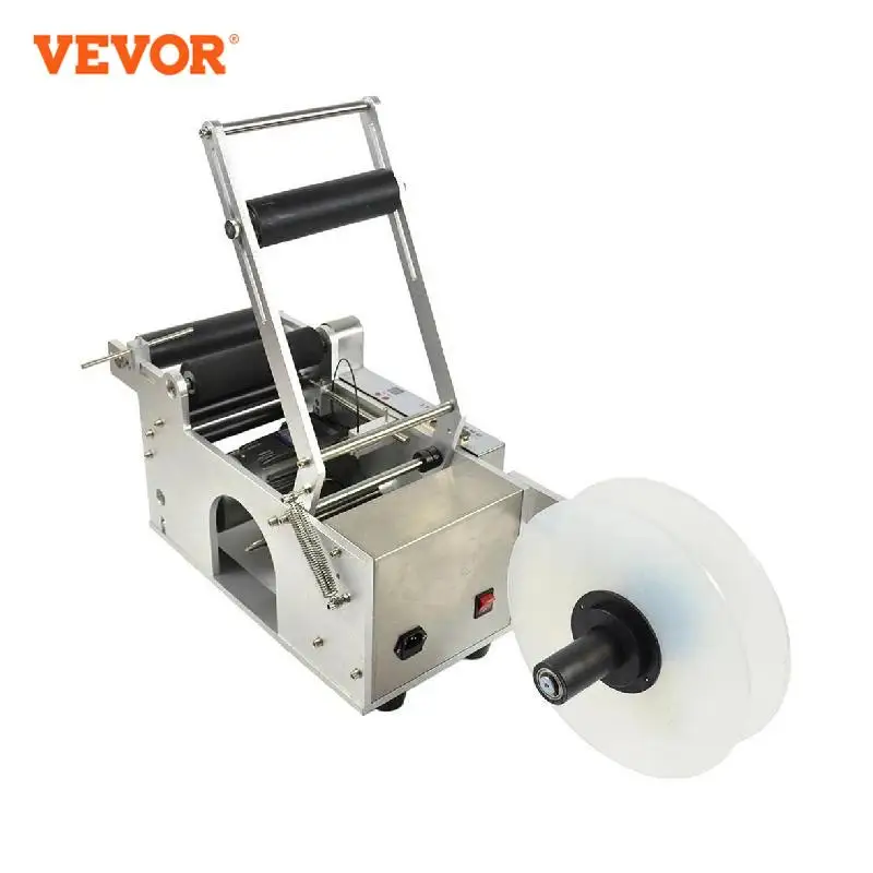 VEVOR LT-50S Manual Round Bottle Labeling Machine Adjustable Semi-Automatic Round Tank Sticker Labeler for Glass Bottle 20-120mm