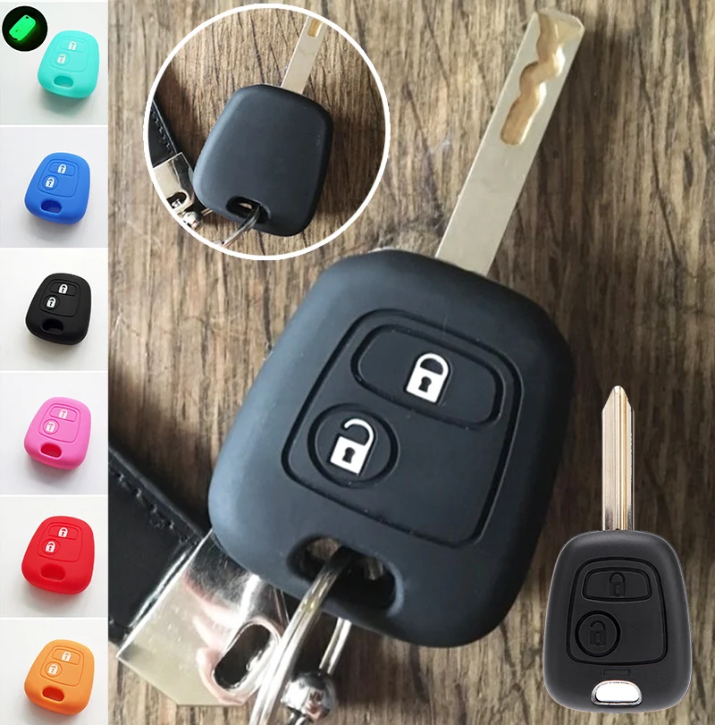 2 Button Silicone Key Cover For Citroen C1 C2 C3 C4 Xsara Picasso For Peugeot 106 107 206 207 307 Fortoyota Aygo Remote Case Fob