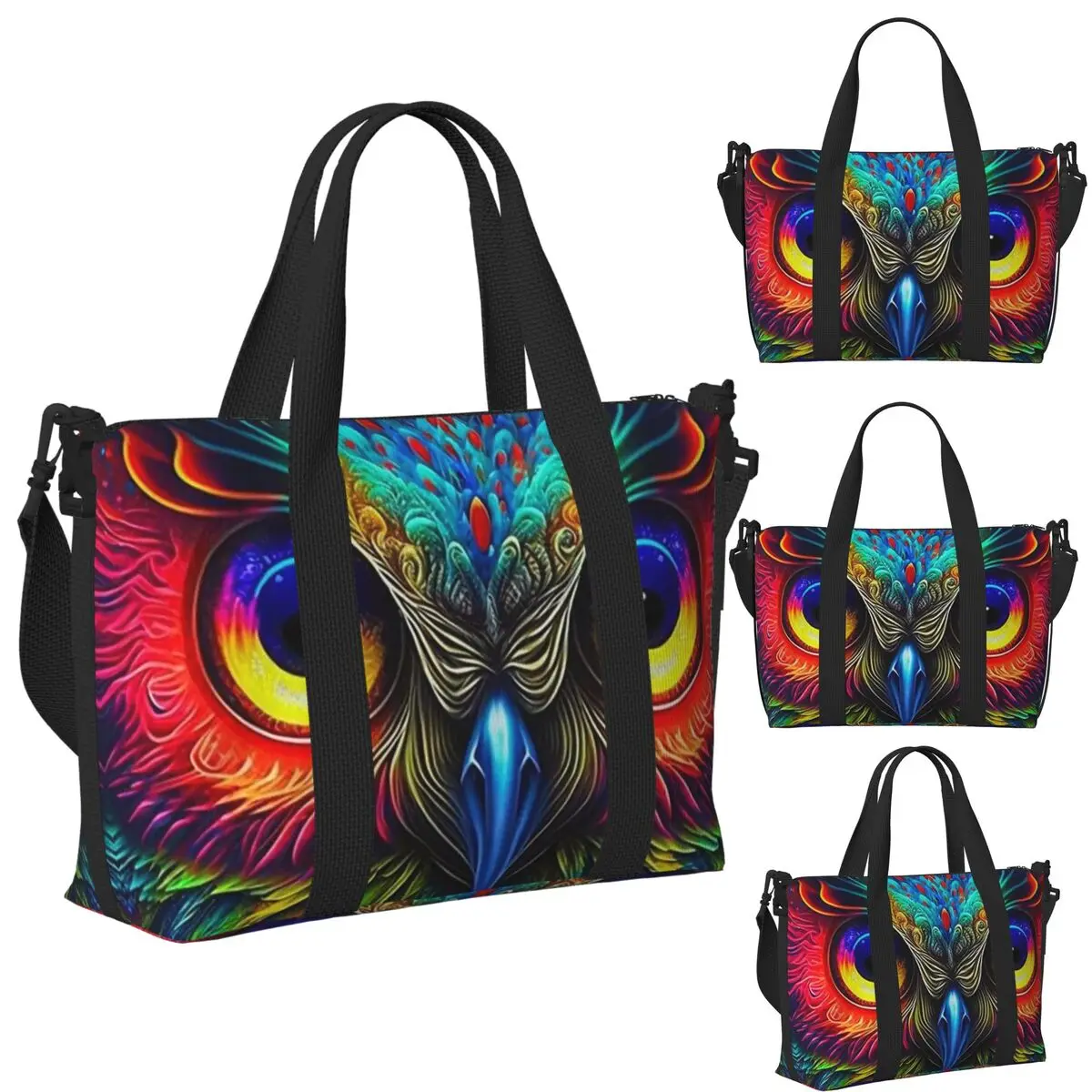 

Poetics Mandala Boho Owl Beach Travel Bag Large Capacity Tote Bags for Gym Sport Women Shopping Duffle Shoulder Bag