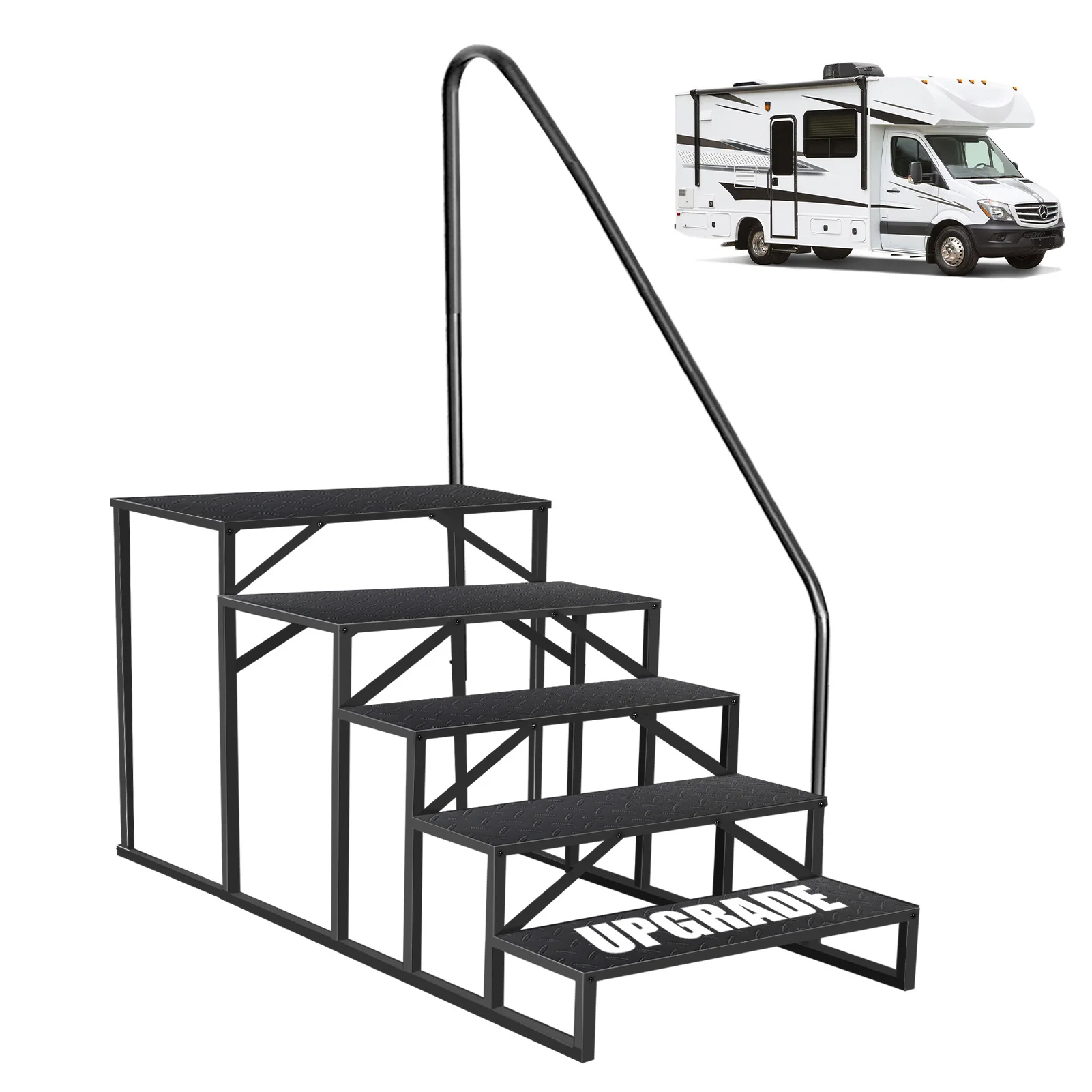 5 Step Ladder with Handle, Anti-skid Ladder for Motorhome, Caravan Ladder Rack, Steel Caravan Ladder Rack max 300 kg